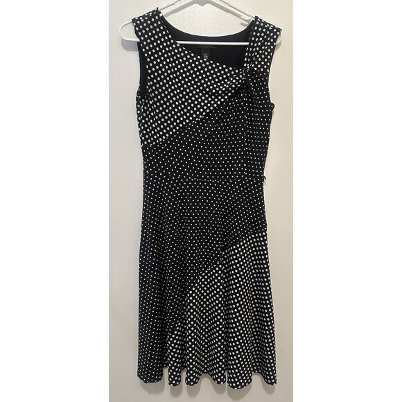 White House Black Market Dresses & Skirts - White House Black Market Sleeveless Dress Size 2 Black White Polka Dot Twisted